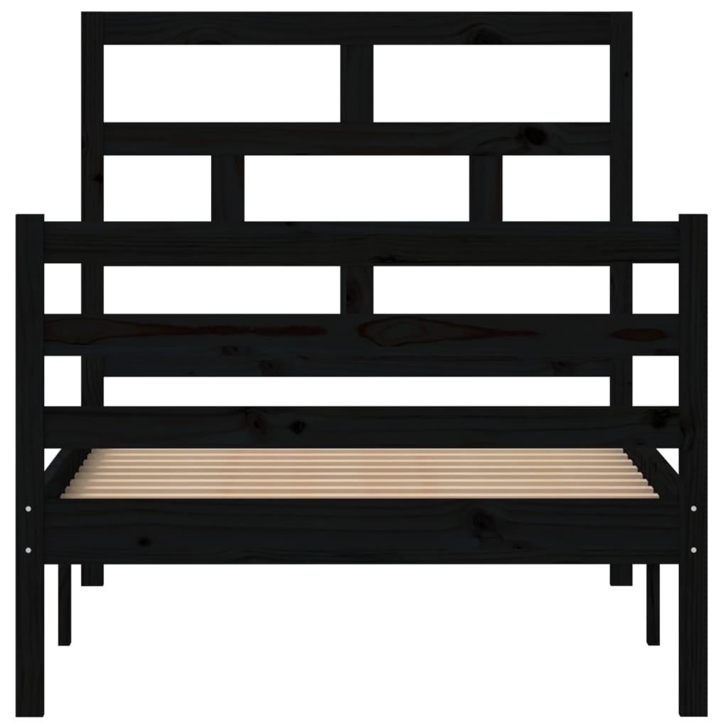Solid wood bed black pine 90x200 cm
