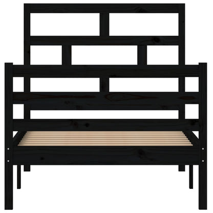 Solid wood bed black pine 90x200 cm