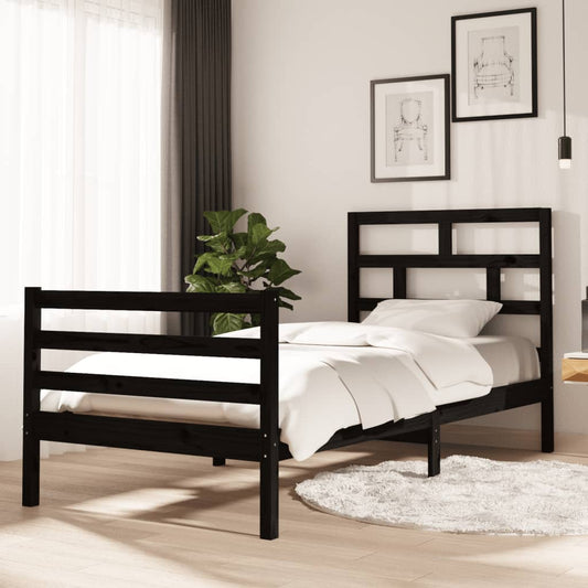 Solid wood bed black pine 90x200 cm
