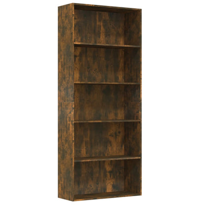 Bookcase 5 compartments smoked oak 80x30x189 cm wood material