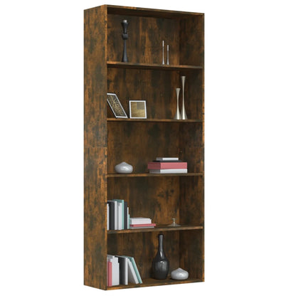 Bookcase 5 compartments smoked oak 80x30x189 cm wood material