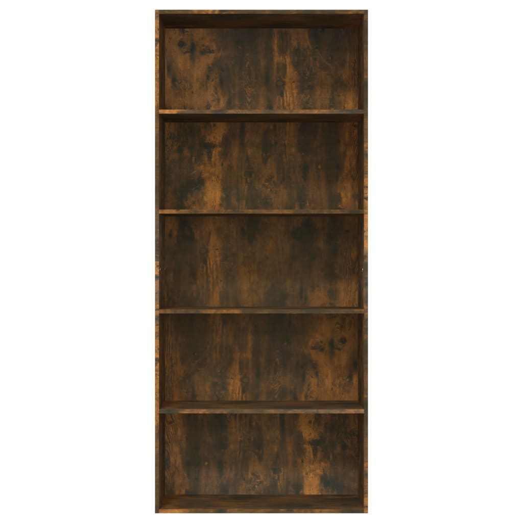 Bookcase 5 compartments smoked oak 80x30x189 cm wood material
