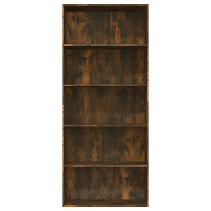 Bookcase 5 compartments smoked oak 80x30x189 cm wood material