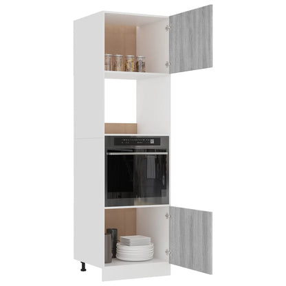 Microwave cabinet grey Sonoma 60x57x207 cm wood material
