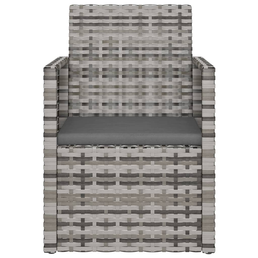3-tlg. Garten-Lounge-Set mit Kissen Poly Rattan Grau