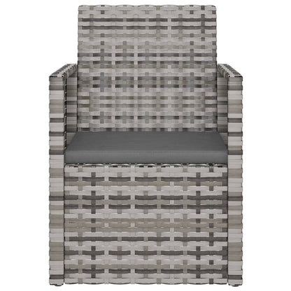 3-tlg. Garten-Lounge-Set mit Kissen Poly Rattan Grau