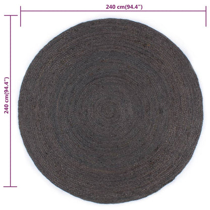 Carpet Handmade Jute Round 240 cm Dark Grey