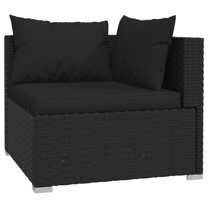 4-tlg. Garten-Lounge-Set mit Auflagen Poly Rattan Schwarz