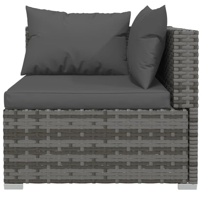 5-piece garden lounge set with cushions poly rattan grey