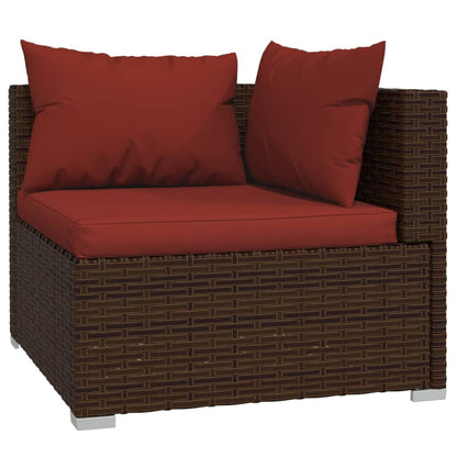 6-piece garden lounge set with cushions poly rattan brown