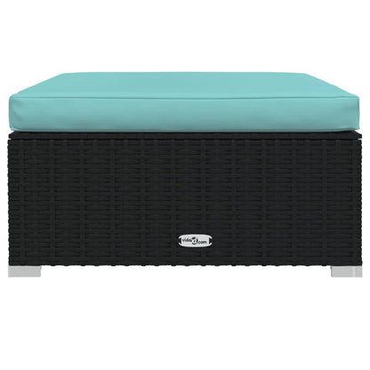 9-piece garden lounge set with cushions black poly rattan