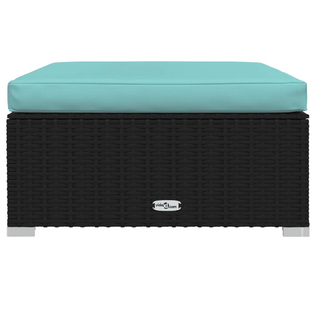 10-piece garden lounge set with cushions black poly rattan