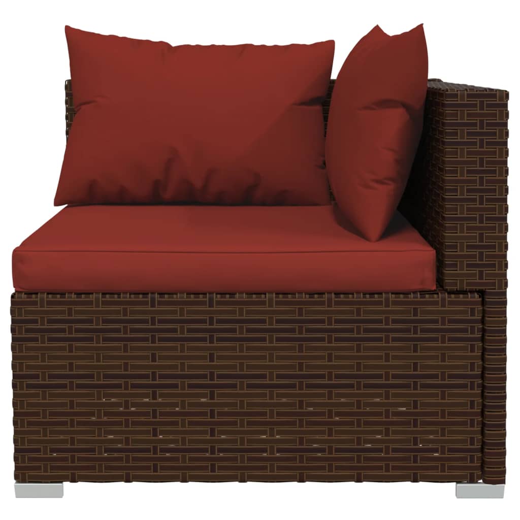 10-piece garden lounge set with cushions brown poly rattan