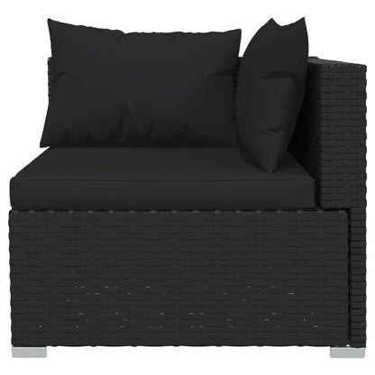 4-tlg. Garten-Lounge-Set mit Kissen Poly Rattan Schwarz