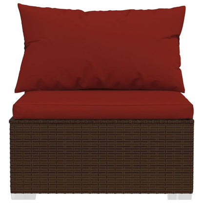 4-tlg. Garten-Lounge-Set mit Auflagen Poly Rattan Braun