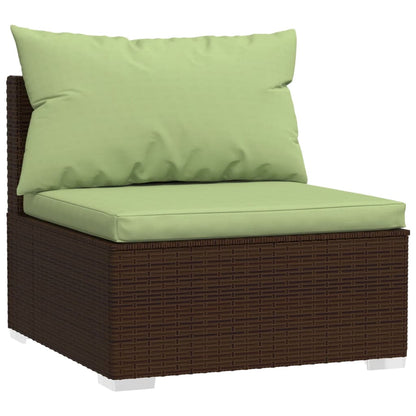8-piece garden lounge set with cushions poly rattan brown