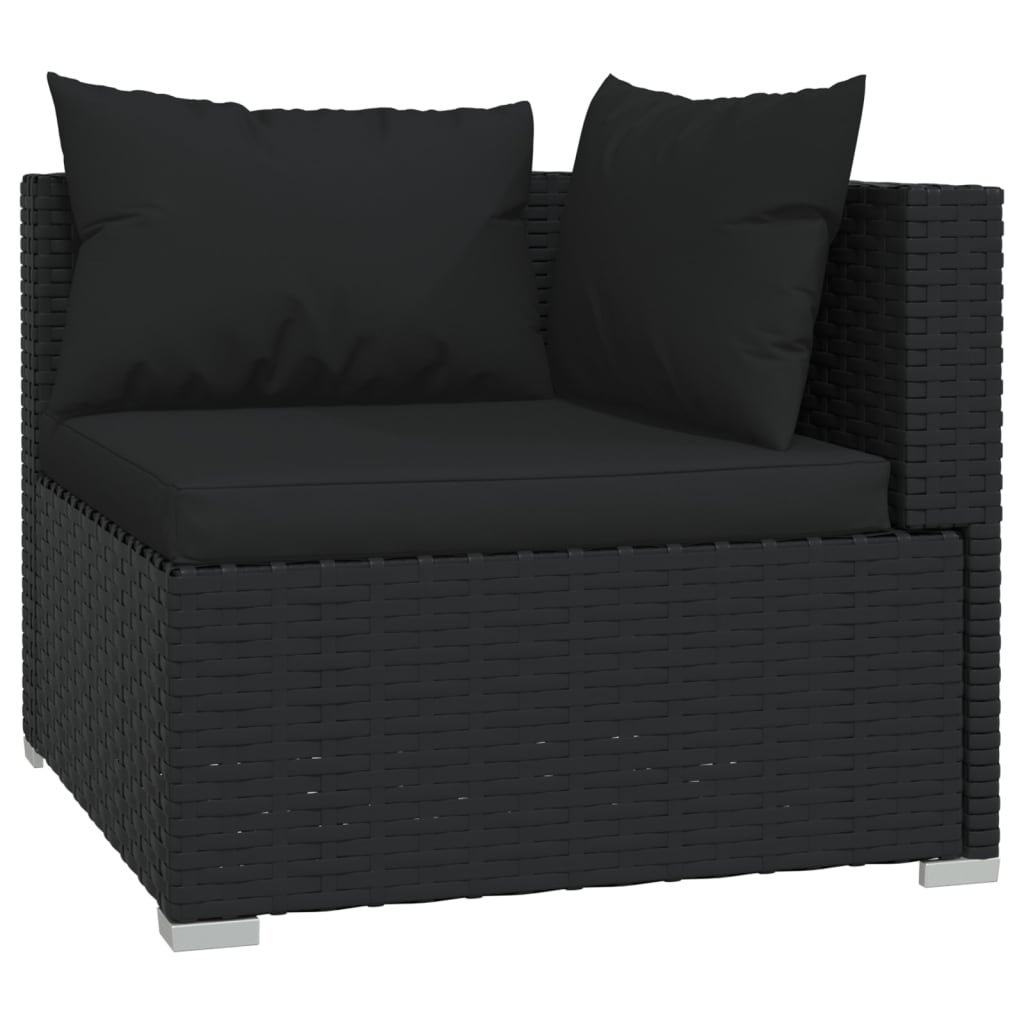 5-piece garden lounge set with cushions poly rattan black