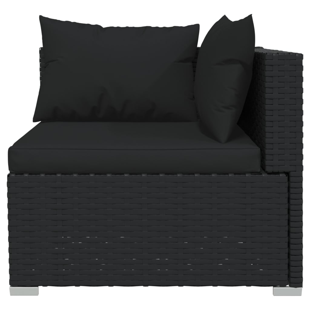 5-piece garden lounge set with cushions poly rattan black