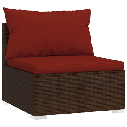 5-piece garden lounge set with cushions poly rattan brown