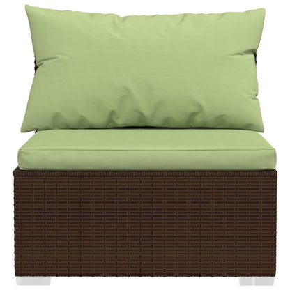 5-piece garden lounge set with cushions poly rattan brown