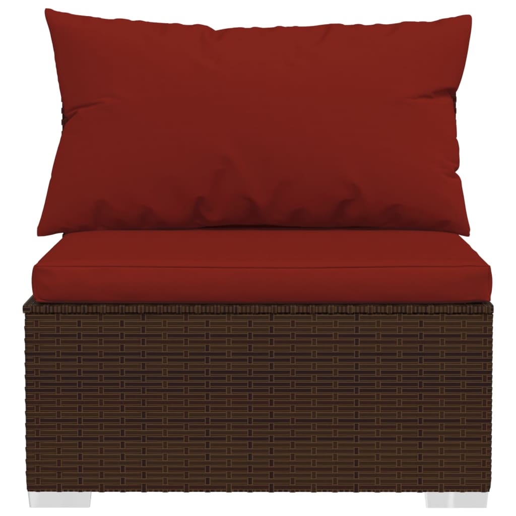 10-tlg. Garten-Lounge-Set mit Kissen Poly Rattan Braun