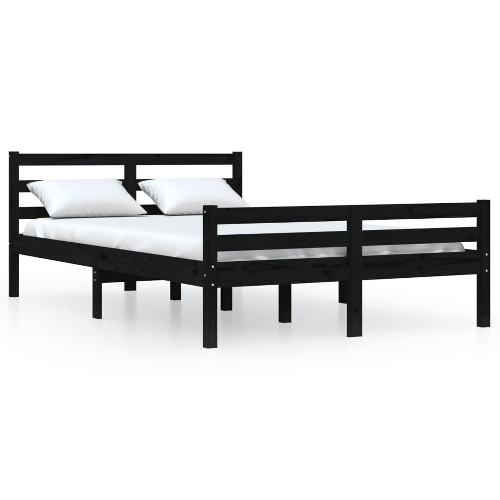 Solid wood bed black 160x200 cm