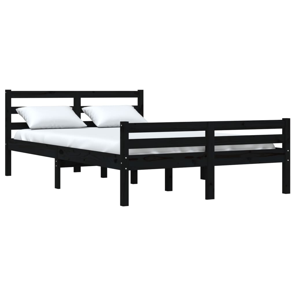 Solid wood bed black 160x200 cm