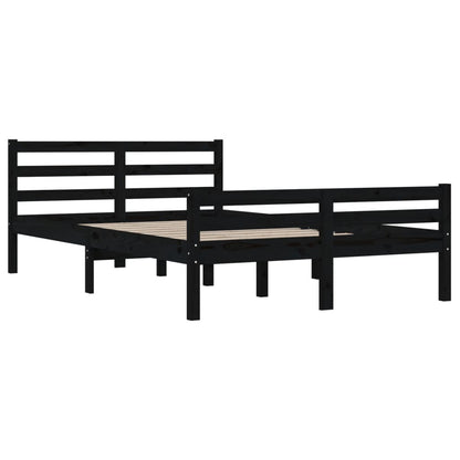 Solid wood bed black 160x200 cm