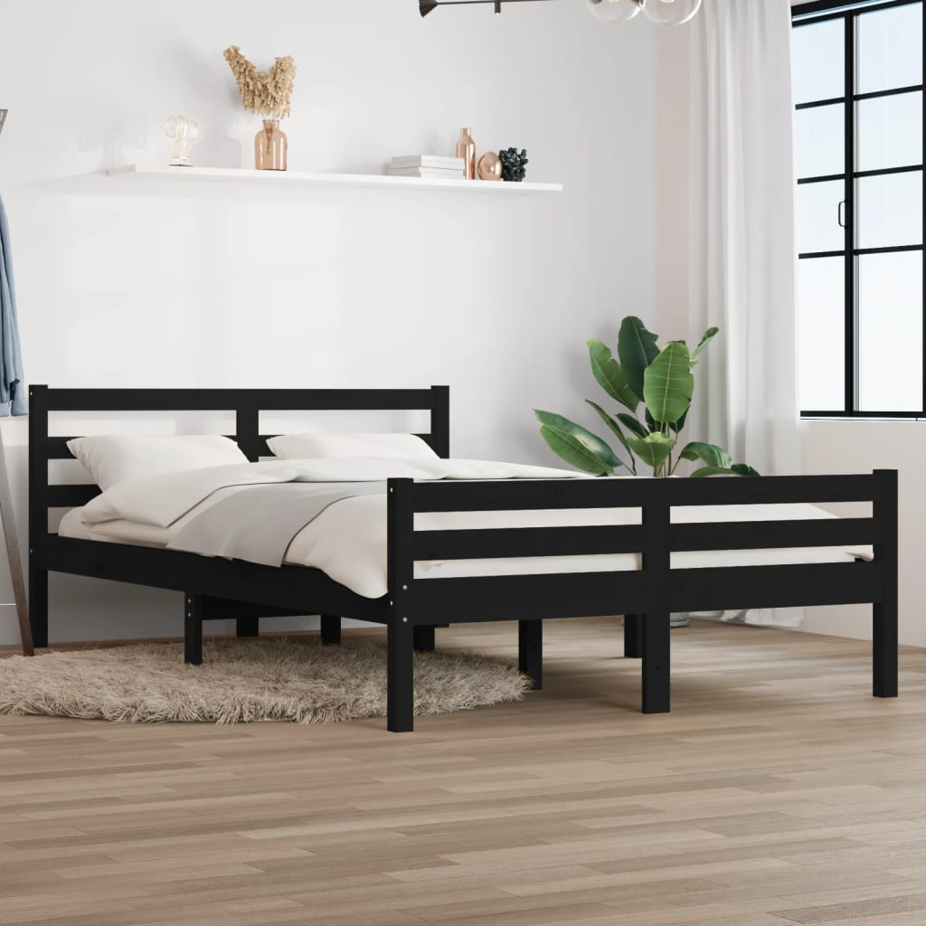 Solid wood bed black 160x200 cm
