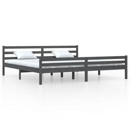 Solid wood bed grey 200x200 cm