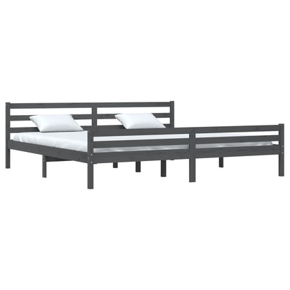 Solid wood bed grey 200x200 cm