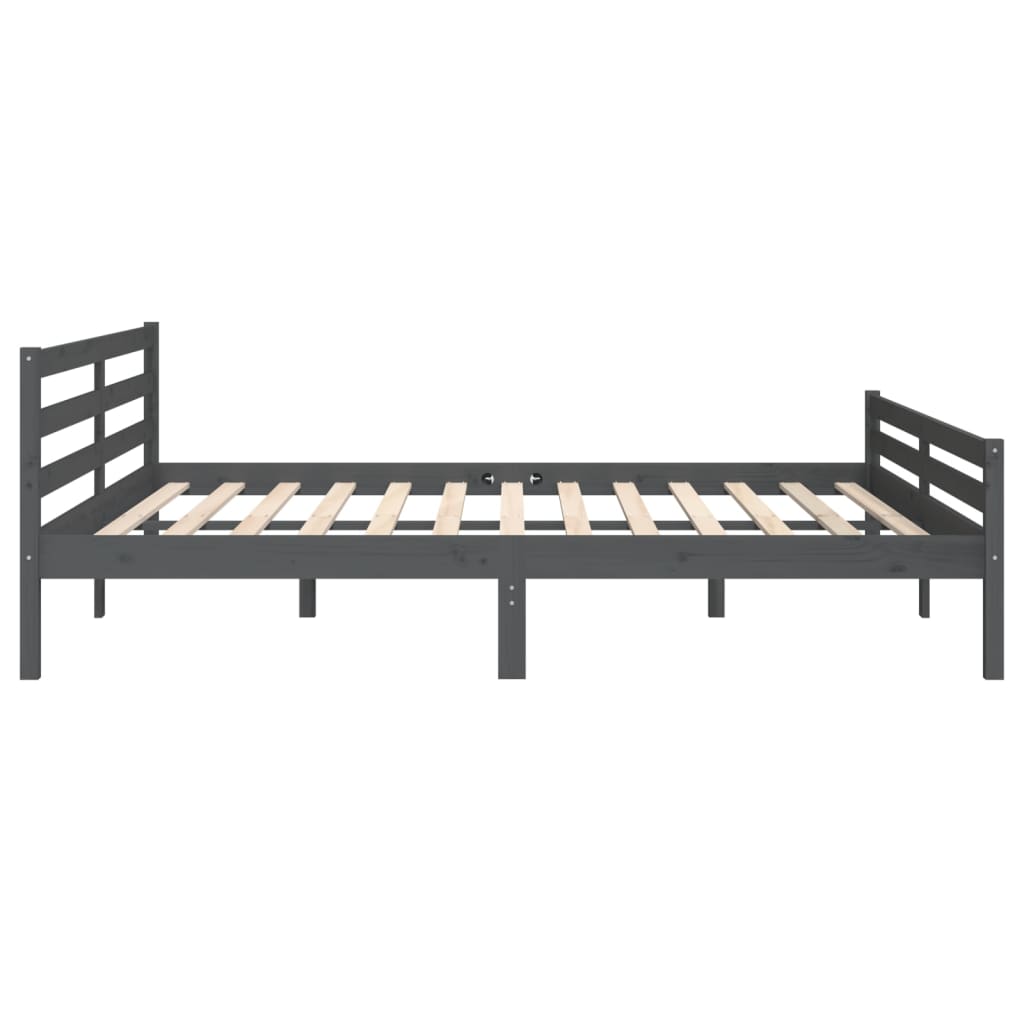 Solid wood bed grey 200x200 cm