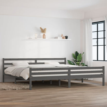 Solid wood bed grey 200x200 cm