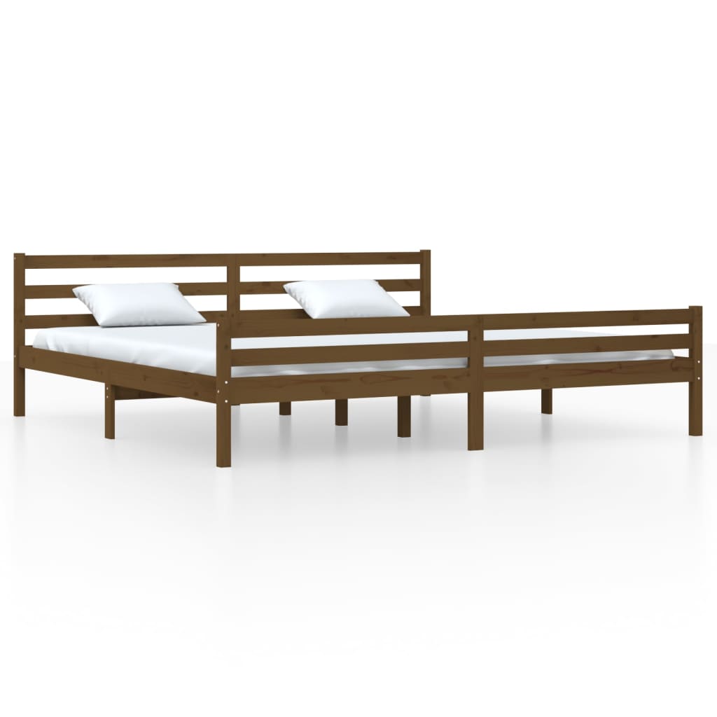 Solid wood bed honey brown 200x200 cm