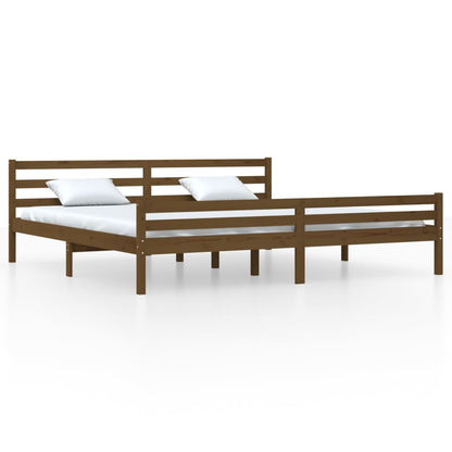 Solid wood bed honey brown 200x200 cm
