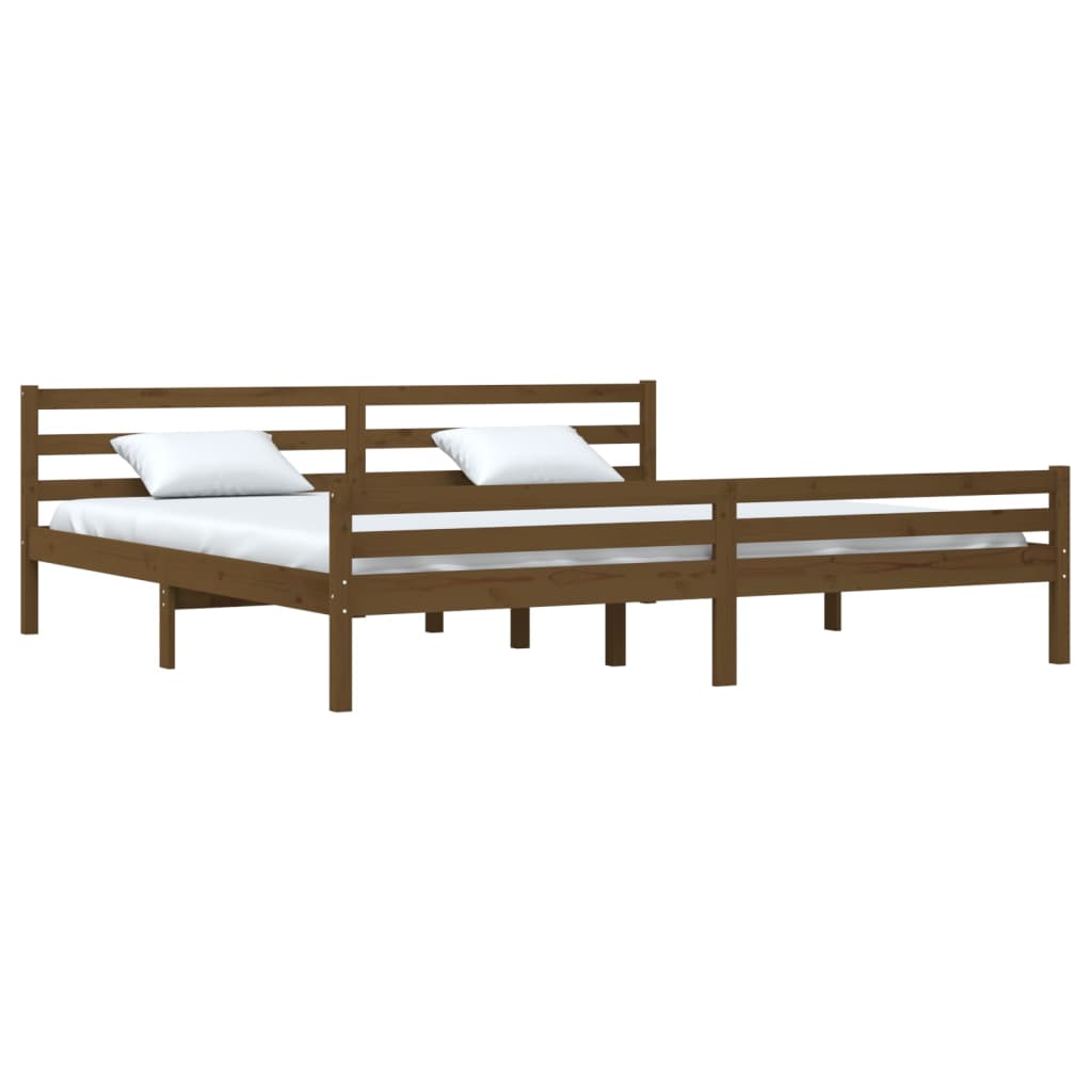 Solid wood bed honey brown 200x200 cm