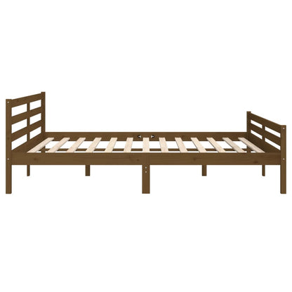 Solid wood bed honey brown 200x200 cm