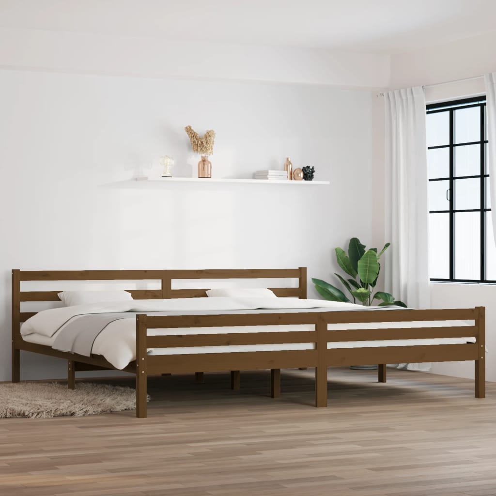 Solid wood bed honey brown 200x200 cm
