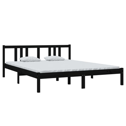 Solid wood bed black 160x200 cm