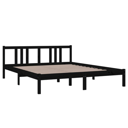 Solid wood bed black 160x200 cm