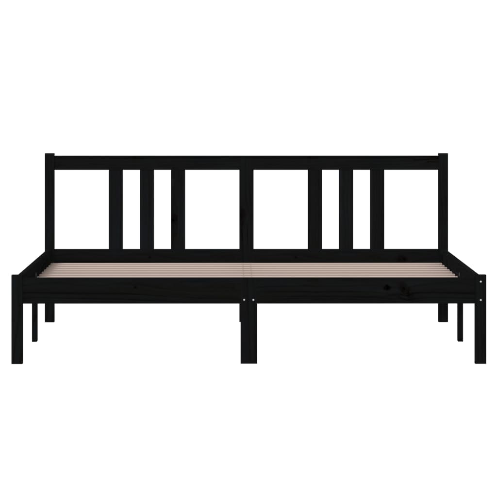 Solid wood bed black 160x200 cm