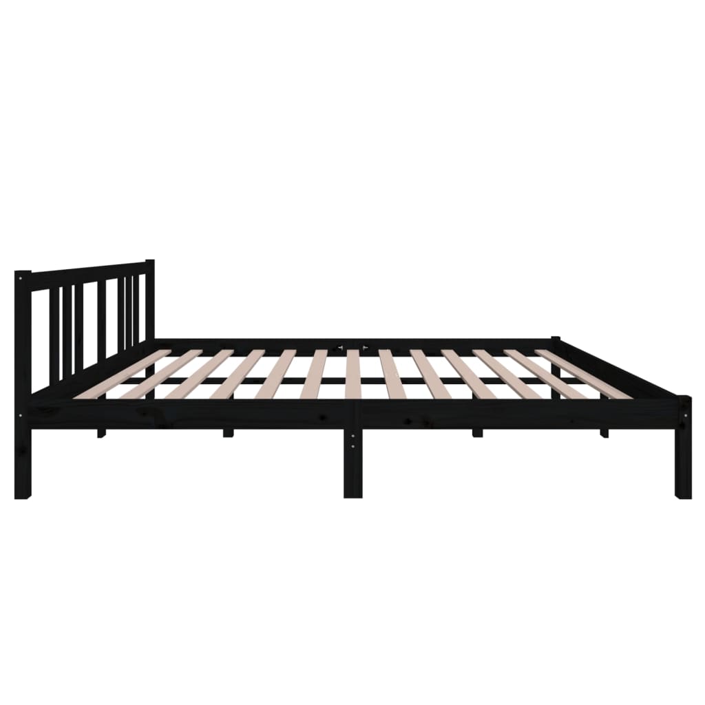 Solid wood bed black 160x200 cm