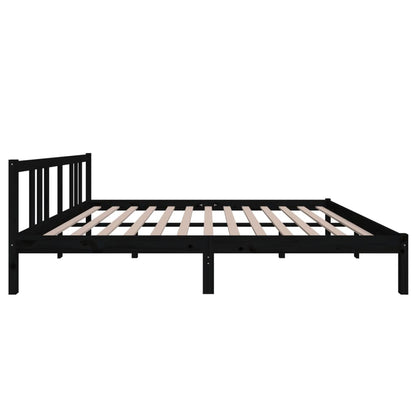 Solid wood bed black 160x200 cm