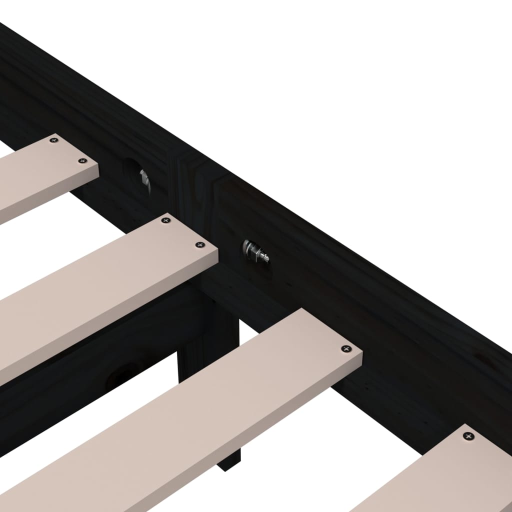 Solid wood bed black 160x200 cm