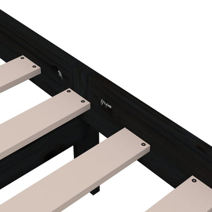 Solid wood bed black 160x200 cm
