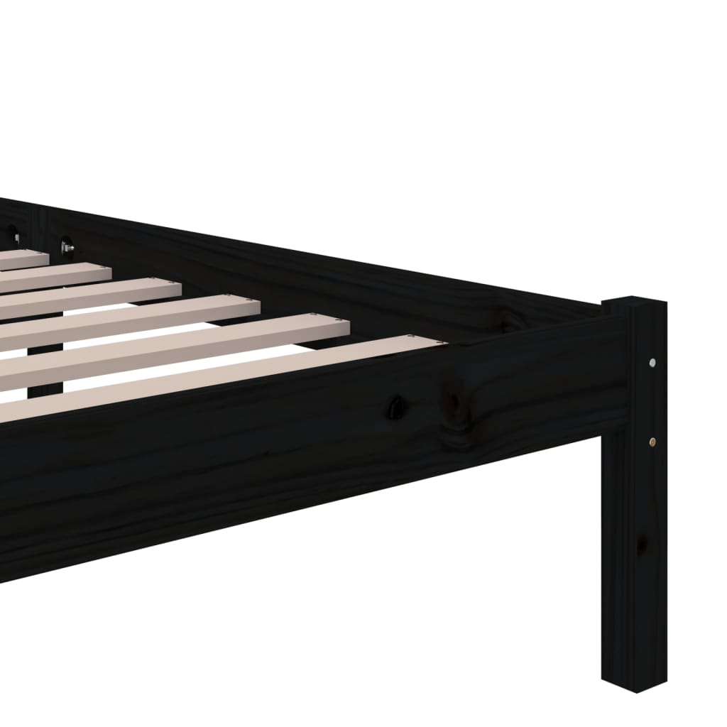 Solid wood bed black 160x200 cm