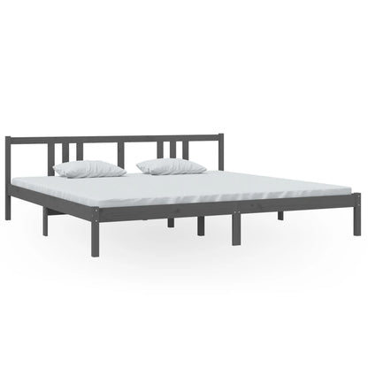 Solid wood bed grey 200x200 cm