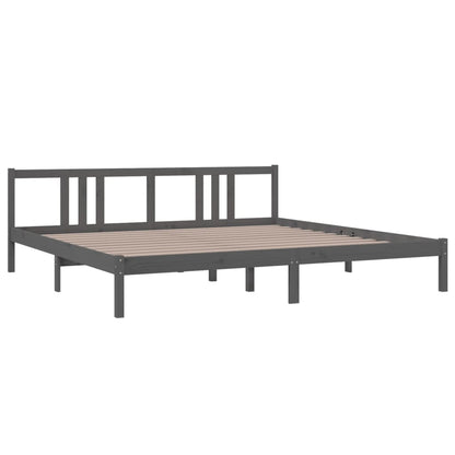 Solid wood bed grey 200x200 cm