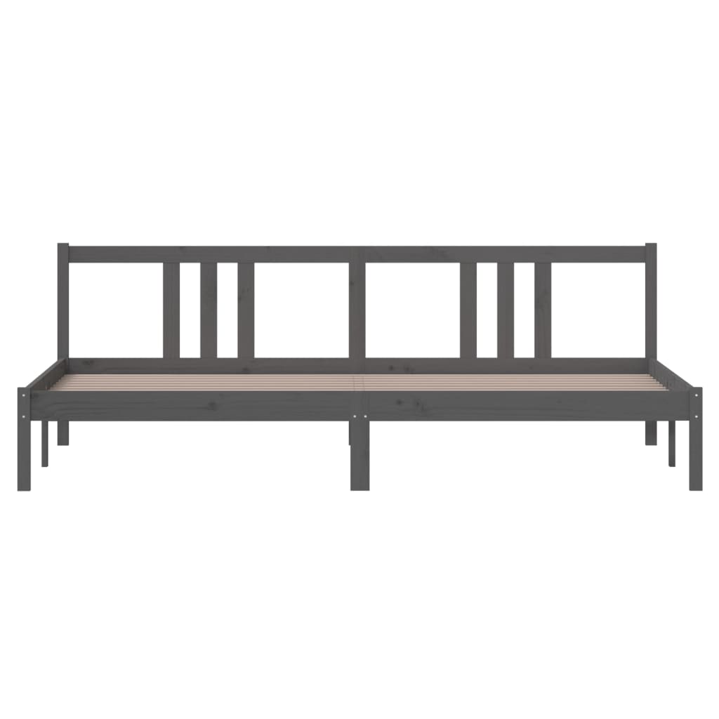Solid wood bed grey 200x200 cm