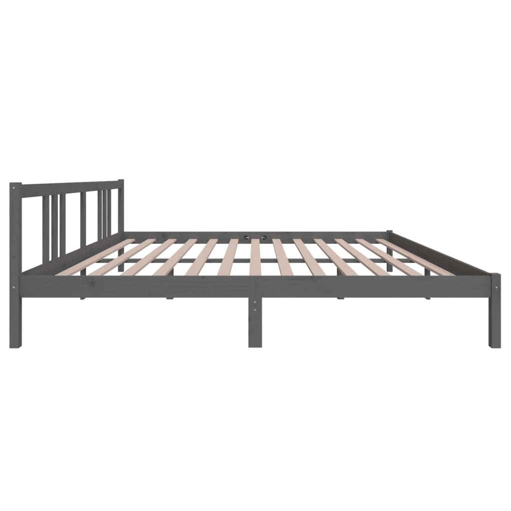 Solid wood bed grey 200x200 cm